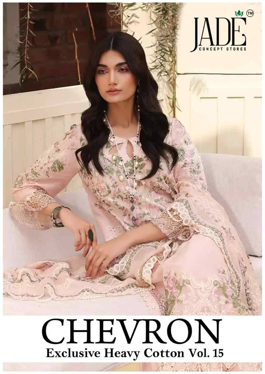 Chevron Vol-15 By Jade 141 To 146 Series Beautiful Festive Suits Colorful Stylish Fancy Casual Wear & Ethnic Wear Pure Cotton Embroidered Dresses At Wholesale Price