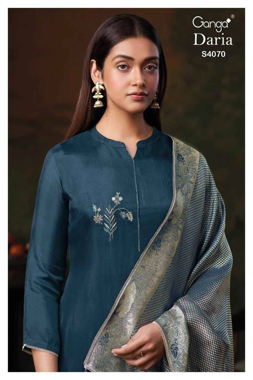 Daria-4070 By Ganga Fashion 4070-A To 4070-B Series Beautiful Festive Suits Stylish Colorful Fancy Casual Wear & Ethnic Wear Premium Bemberg Silk Print Dresses At Wholesale Price