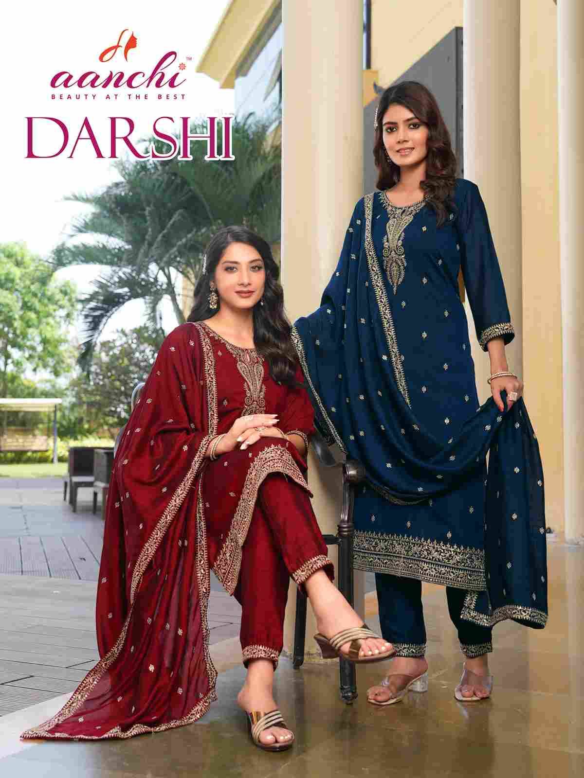Darshi By Aanchi 1001 To 1004 Series Beautiful Suits Colorful Stylish Fancy Casual Wear & Ethnic Wear Vichitra Silk Dresses At Wholesale Price