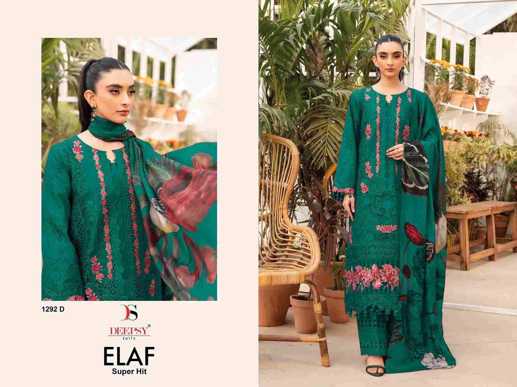 Elaf 1292 Colours By Deepsy Suits 1292-A To 1292-D Series Designer Pakistani Suits Beautiful Fancy Stylish Colorful Party Wear & Occasional Wear Pure Cotton Dresses At Wholesale Price
