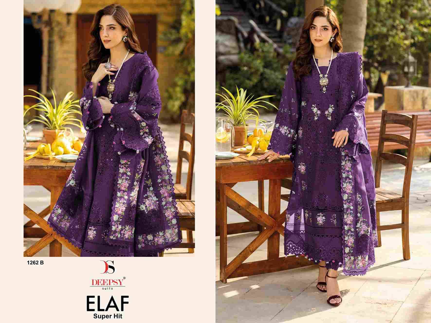 Elaf 1262 Colours By Deepsy Suits 1262-A To 1262-D Series Designer Pakistani Suits Beautiful Fancy Stylish Colorful Party Wear & Occasional Wear Pure Cotton Dresses At Wholesale Price