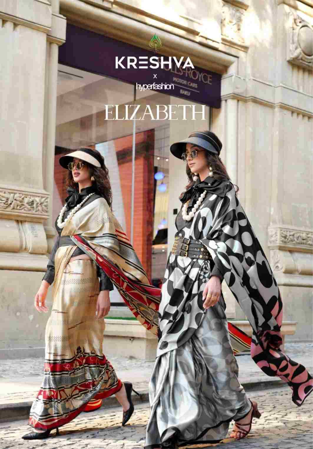 Elizabeth By Kreshva 4134 To 4141 Series Indian Traditional Wear Collection Beautiful Stylish Fancy Colorful Party Wear & Occasional Wear Satin Sarees At Wholesale Price