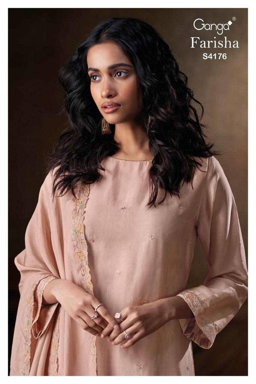 Farisha-4176 By Ganga Fashion 4176-A To 4176-D Series Beautiful Festive Suits Stylish Colorful Fancy Casual Wear & Ethnic Wear Premium Pure Bemberg Tussar Silk Dresses At Wholesale Price