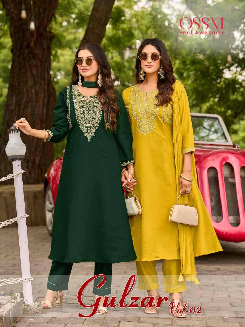 Gulzar Vol-2 By Ossm 1001 To 1006 Series Designer Festive Suits Beautiful Fancy Stylish Colorful Party Wear & Occasional Wear Viscose Silk Embroidered Dresses At Wholesale Price