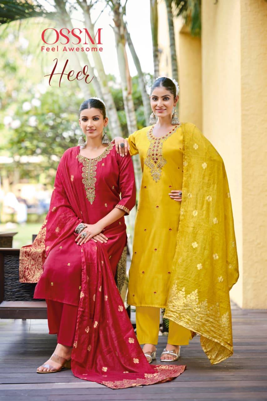 Heer By Ossm 1001 To 1006 Series Designer Stylish Fancy Colorful Beautiful Party Wear & Ethnic Wear Collection Roman Silk Dresses At Wholesale Price