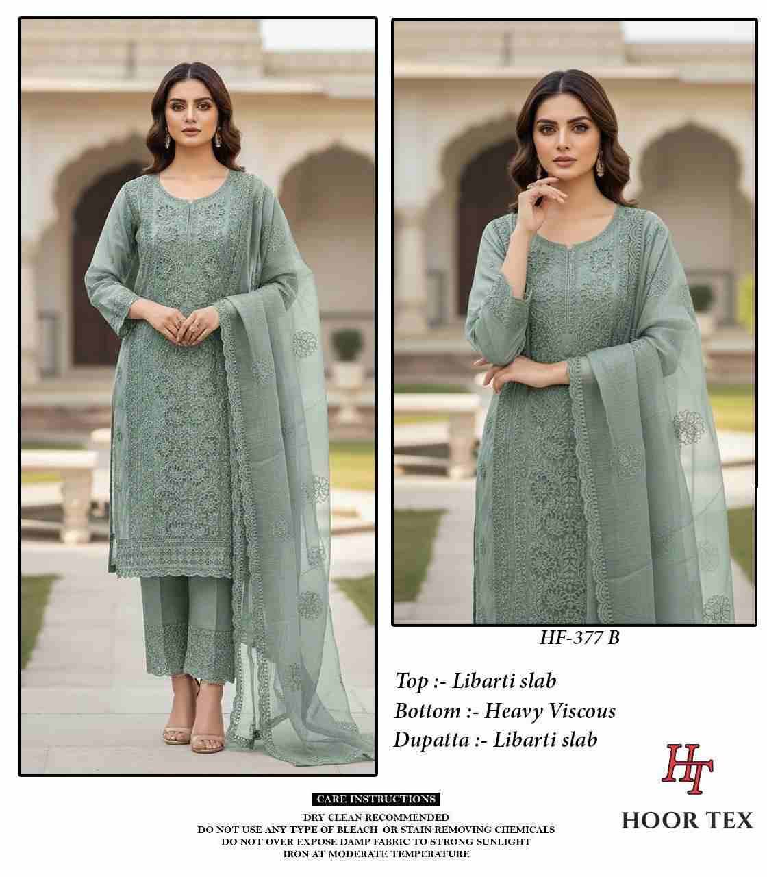 Hoor Tex Hit Design HF-377 Colours By Hoor Tex HF-377-A To HF-377-D Series Designer Festive Pakistani Suits Collection Beautiful Stylish Fancy Colorful Party Wear & Occasional Wear Heavy Slub With Embroidered Dresses At Wholesale Price