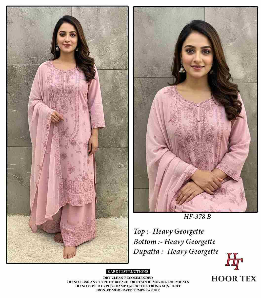 Hoor Tex Hit Design HF-378 Colours By Hoor Tex HF-378-A To HF-378-D Series Designer Festive Pakistani Suits Collection Beautiful Stylish Fancy Colorful Party Wear & Occasional Wear Heavy Georgette With Embroidered Dresses At Wholesale Price