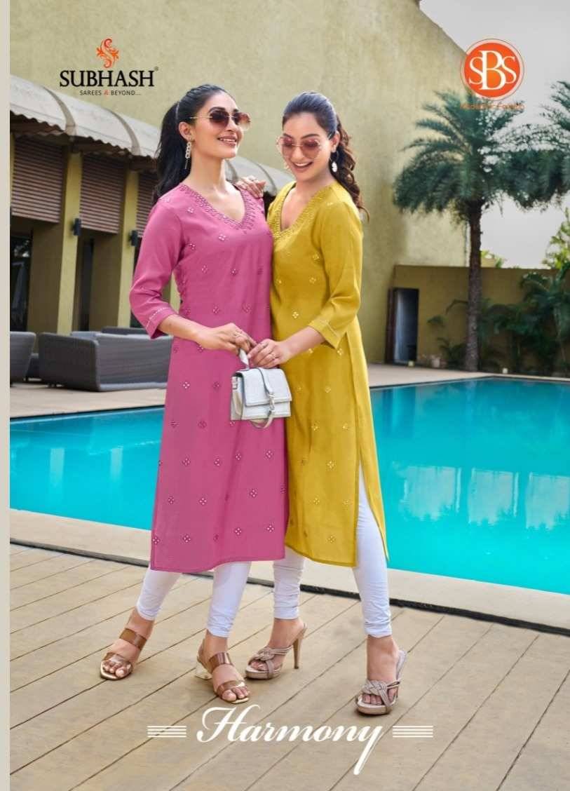 Harmony By SBS 4676 To 4679 Series Beautiful Fancy Colorful Stylish Party Wear & Occasional Wear Chanderi With Work Kurtis At Wholesale Price