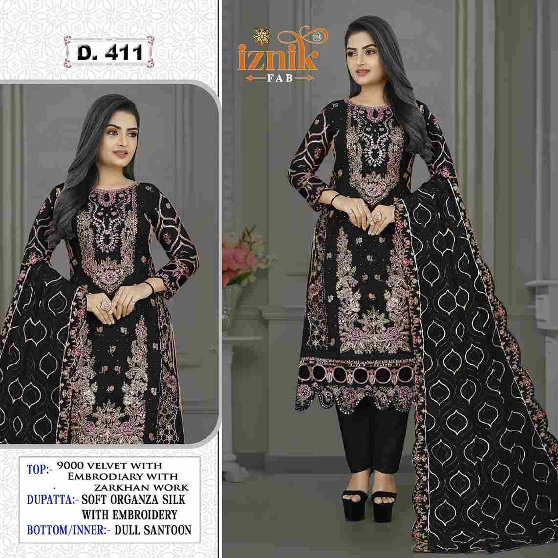 Iznik 411 Colours By Iznik Fab 411-A To 411-D Series Designer Pakistani Suits Beautiful Stylish Fancy Colorful Party Wear & Occasional Wear Velvet With Embroidery Dresses At Wholesale Price