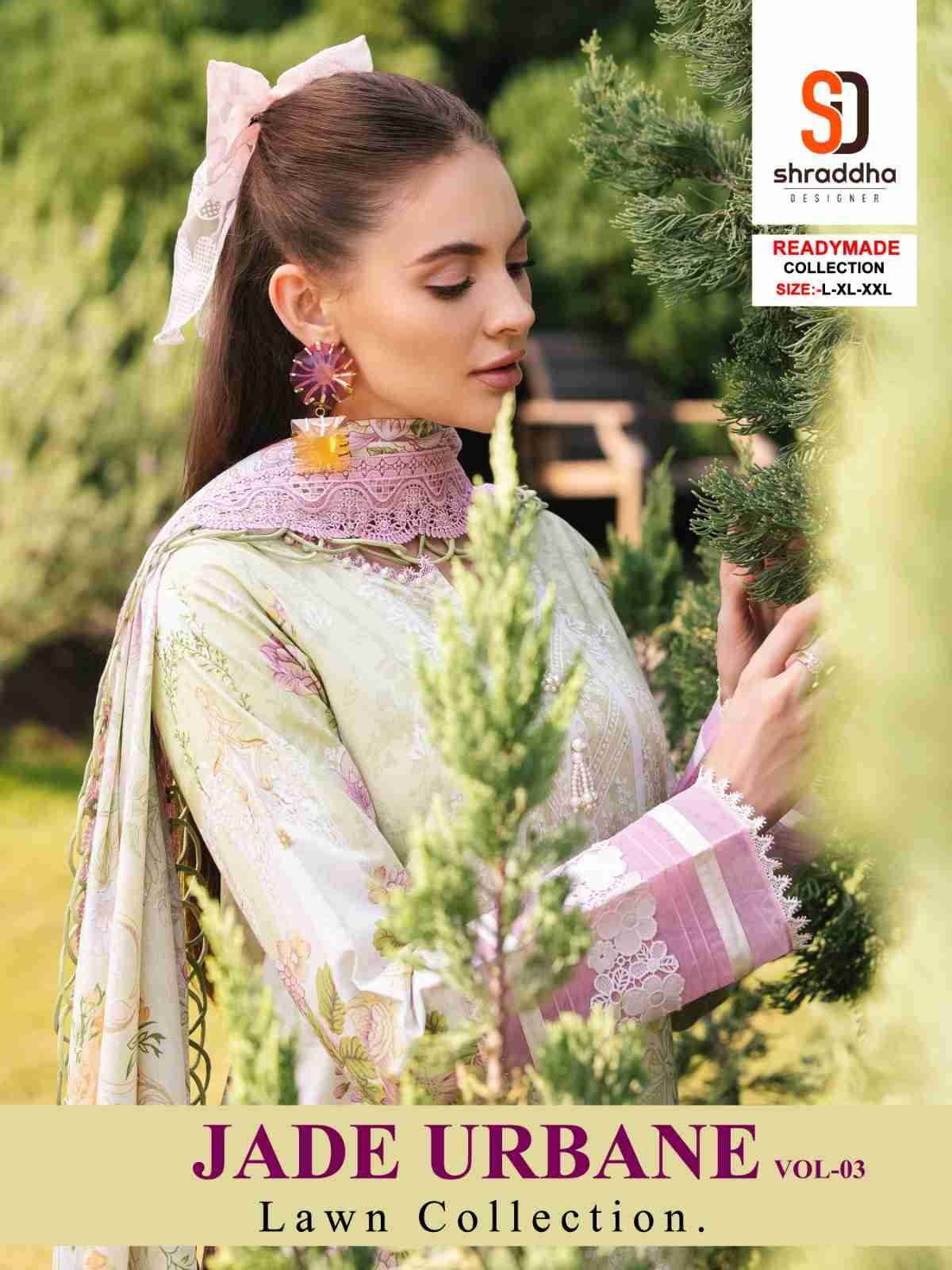 Jade Urbane Vol-3 By Shraddha Designer 3001 To 3004 Series Designer Pakistani Suits Beautiful Stylish Fancy Colorful Party Wear & Occasional Wear Lawn Cotton Print Dresses At Wholesale Price