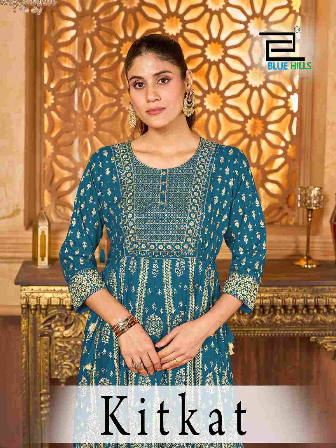 Kitkat By Blue Hills 10101 To 10104 Series Beautiful Stylish Fancy Colorful Casual Wear & Ethnic Wear Rayon Gowns At Wholesale Price