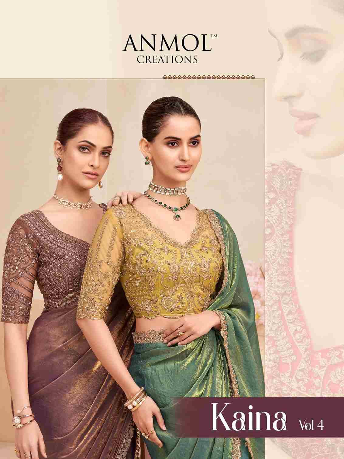 Kaina Vol-4 By Anmol Creation 2301 To 2315 Series Indian Traditional Wear Collection Beautiful Stylish Fancy Colorful Party Wear & Occasional Wear Organza/Fendy Sarees At Wholesale Price