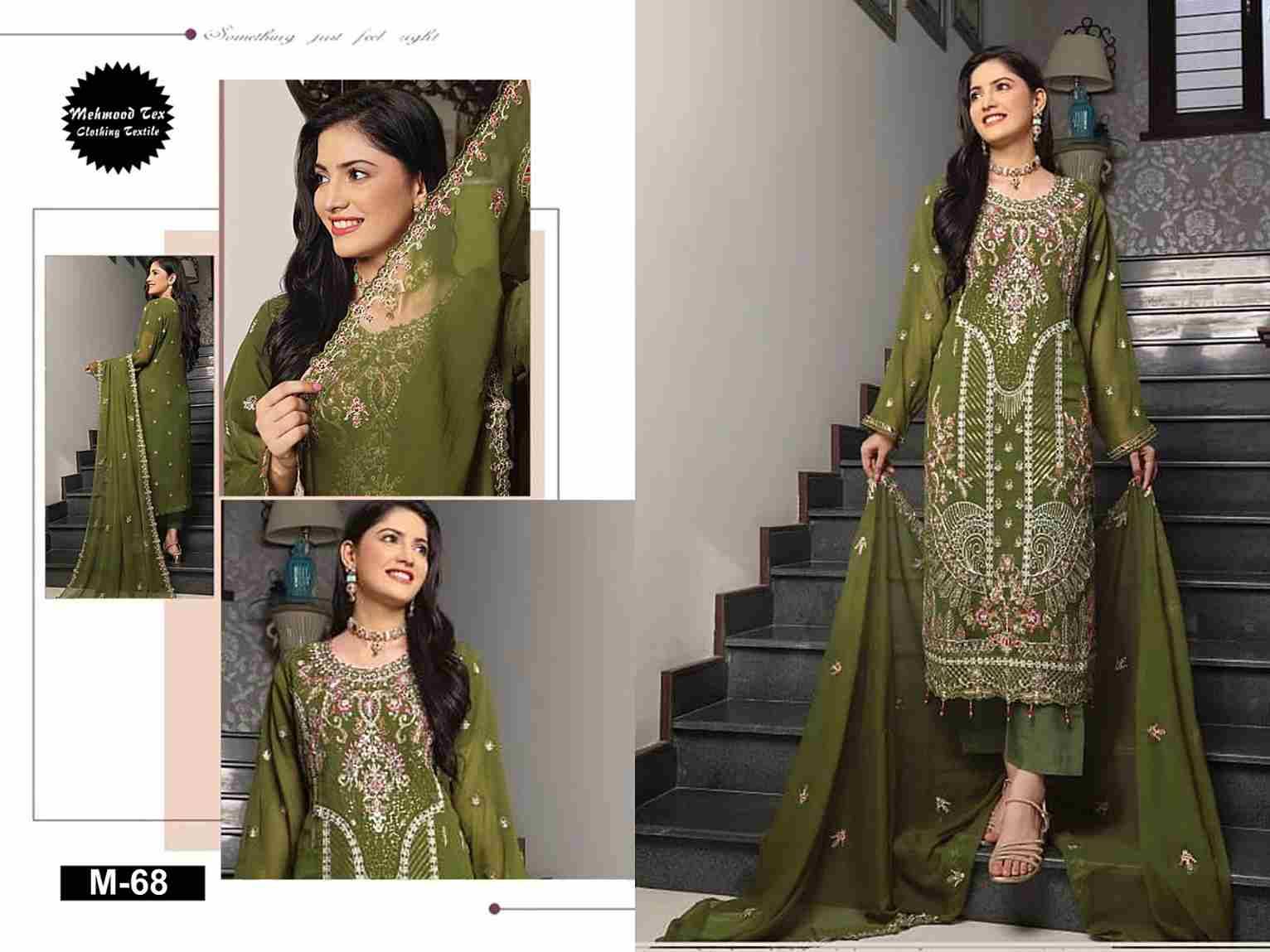 Mehmood Tex Hit Design M-68 By Mehmood Tex Designer Pakistani Suits Beautiful Fancy Stylish Colorful Party Wear & Occasional Wear Chiffon Embroidery Dresses At Wholesale Price