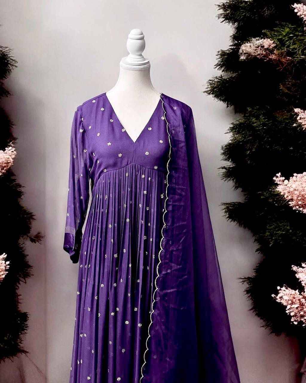 Mb-488 By Fashid Wholesale Beautiful Fancy Colorful Stylish Party Wear & Occasional Wear Pure Viscose Georgette Gowns At Wholesale Price