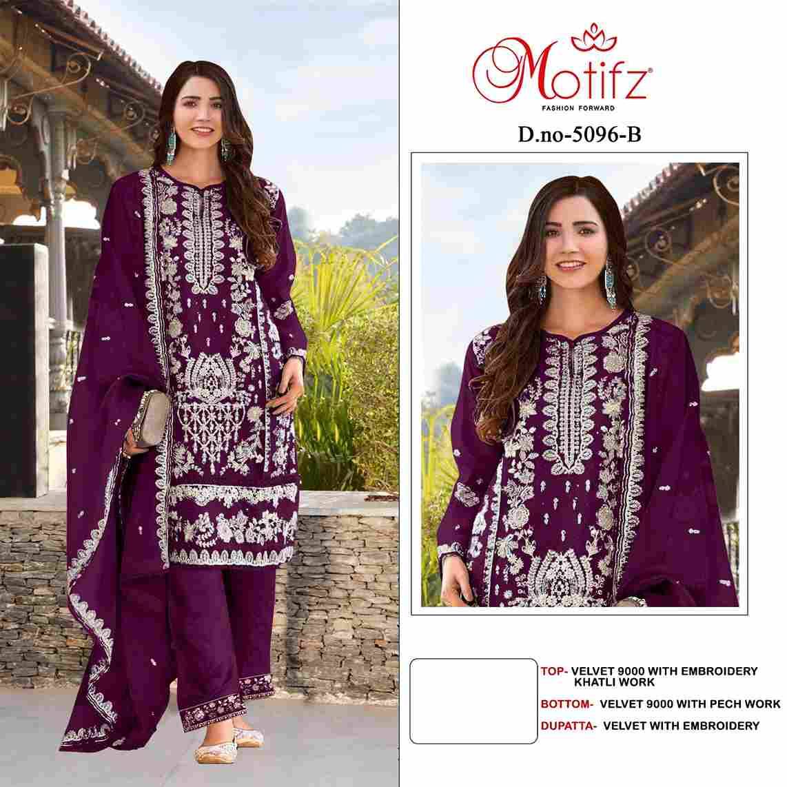 Motifz Hit Design 5096 Colours By Motifz 5096-A To 5096-D Series Beautiful Pakistani Suits Colorful Stylish Fancy Casual Wear & Ethnic Wear Velvet Dresses At Wholesale Price
