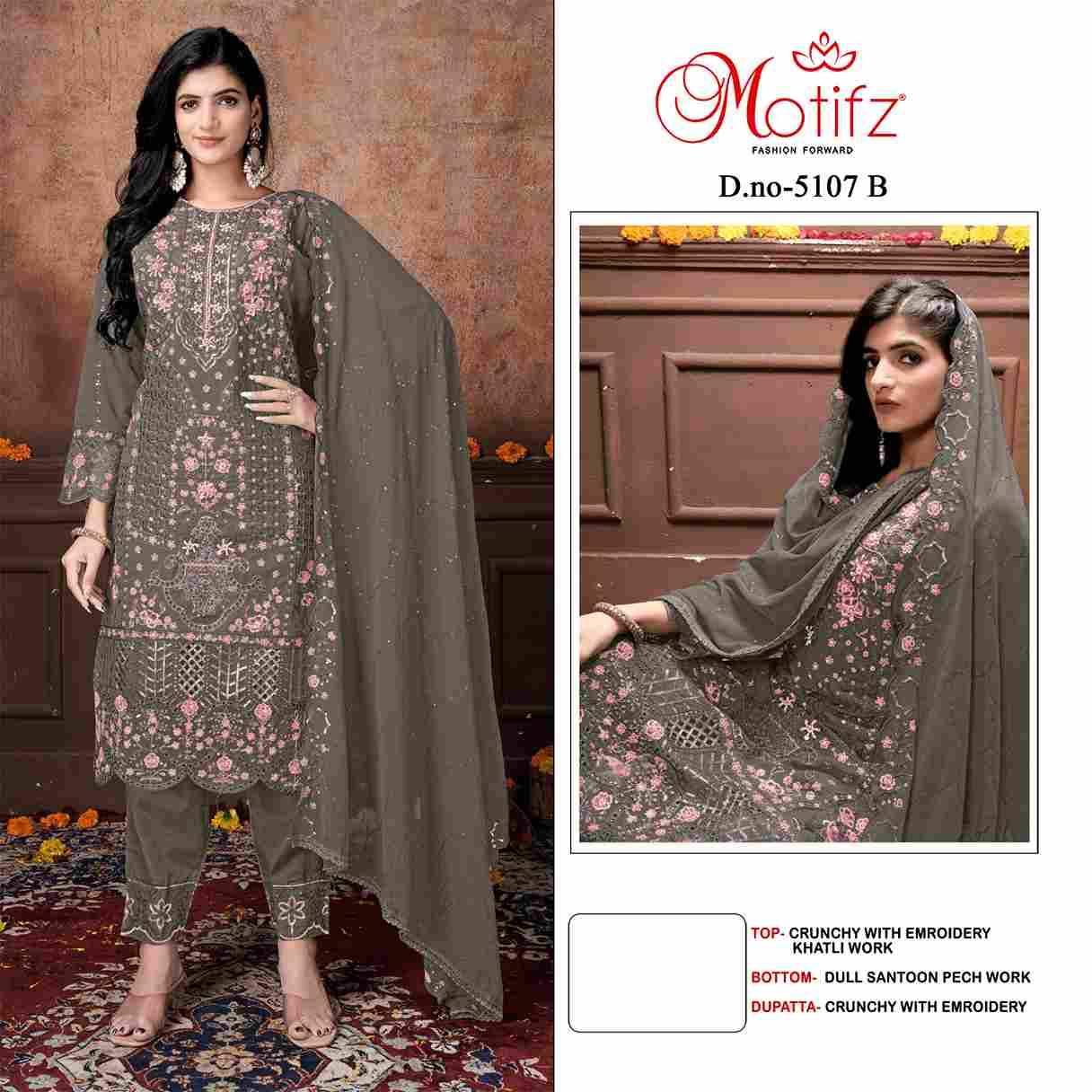 Motifz Hit Design 5107 Colours By Motifz 5107-A To 5107-D Series Beautiful Pakistani Suits Colorful Stylish Fancy Casual Wear & Ethnic Wear Crunchy Dresses At Wholesale Price