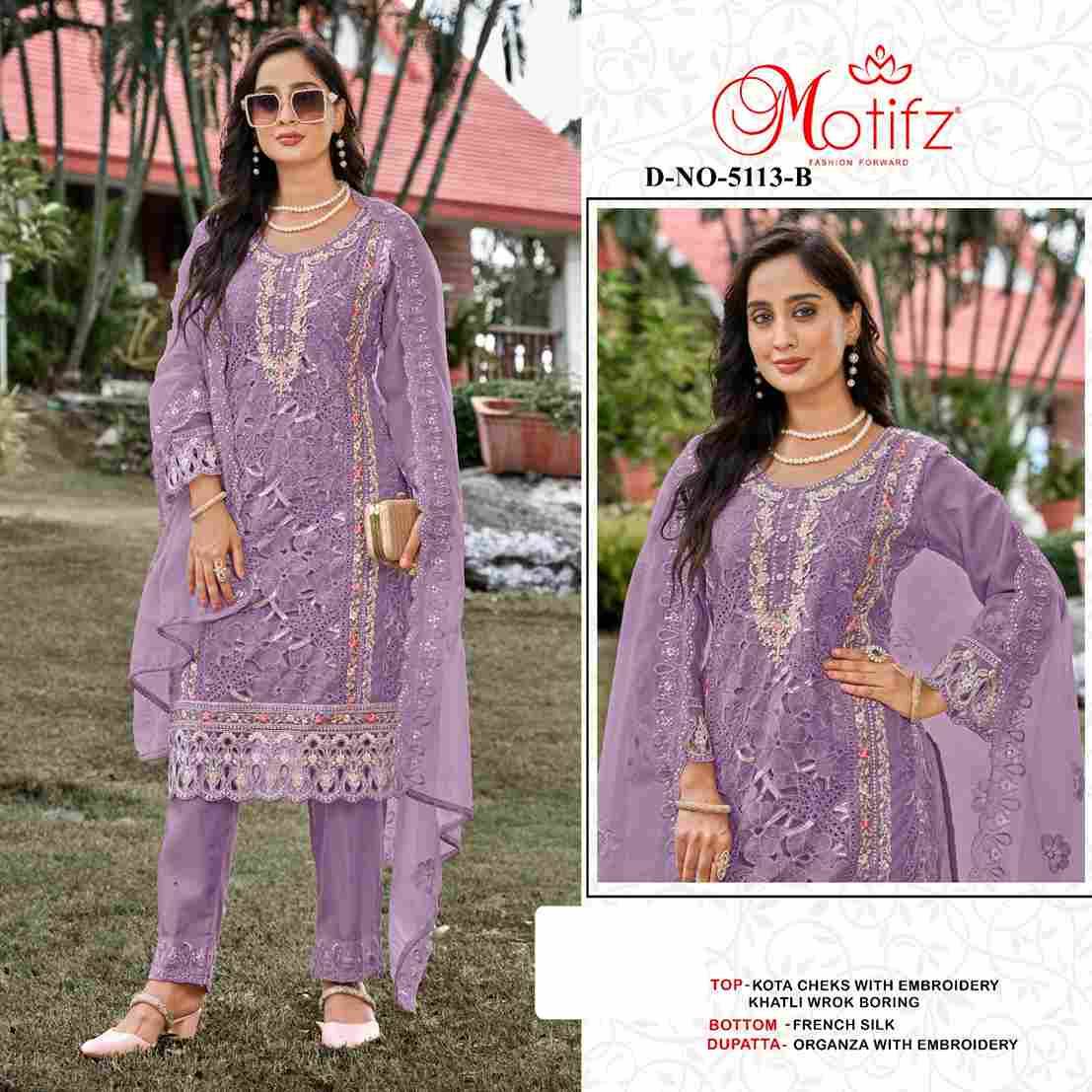 Motifz Hit Design 5113 Colours By Motifz 5113-A To 5113-D Series Beautiful Pakistani Suits Colorful Stylish Fancy Casual Wear & Ethnic Wear Kota Checks Prints Dresses At Wholesale Price