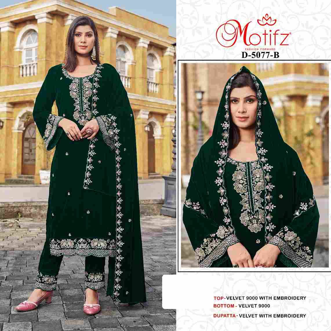 Motifz Hit Design 5077 Colours By Motifz 5077-A To 5077-D Series Beautiful Pakistani Suits Colorful Stylish Fancy Casual Wear & Ethnic Wear Velvet Dresses At Wholesale Price