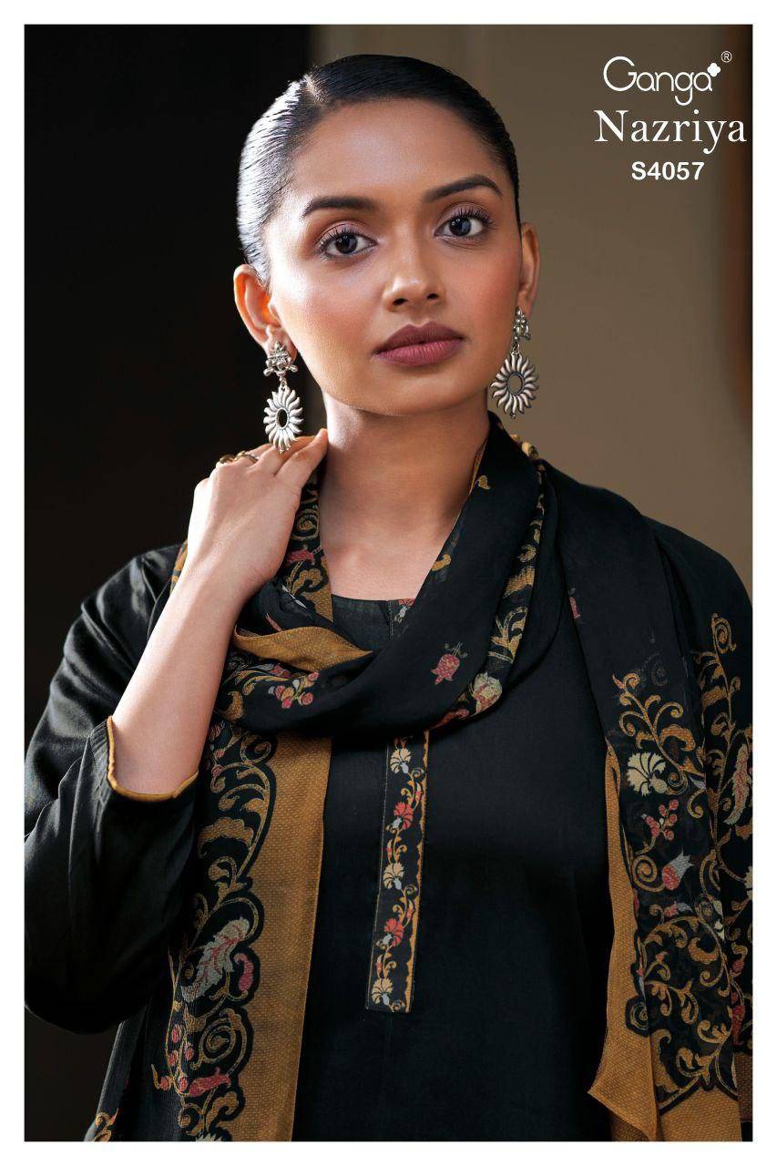 Nazriya-4057 By Ganga Fashion 4057-A To 4057-D Series Beautiful Festive Suits Stylish Colorful Fancy Casual Wear & Ethnic Wear Cotton Silk Dresses At Wholesale Price