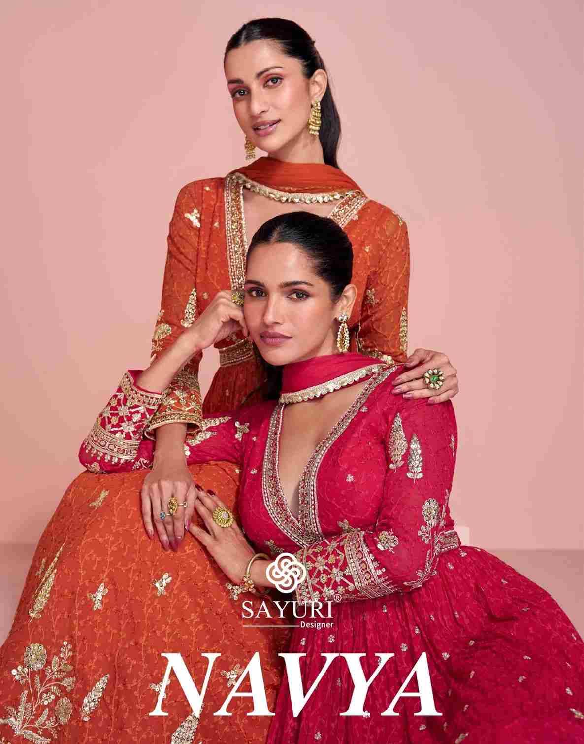 Navya By Sayuri 5676 To 5678 Series Designer Stylish Fancy Colorful Beautiful Party Wear & Ethnic Wear Collection Premium Georgette Gown With Dupatta At Wholesale Price
