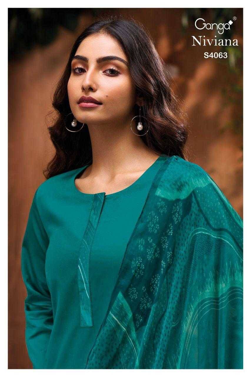 Niviana-4063 By Ganga Fashion 4063-A To 4063-D Series Beautiful Festive Suits Stylish Colorful Fancy Casual Wear & Ethnic Wear Pure Cotton Silk Print Dresses At Wholesale Price