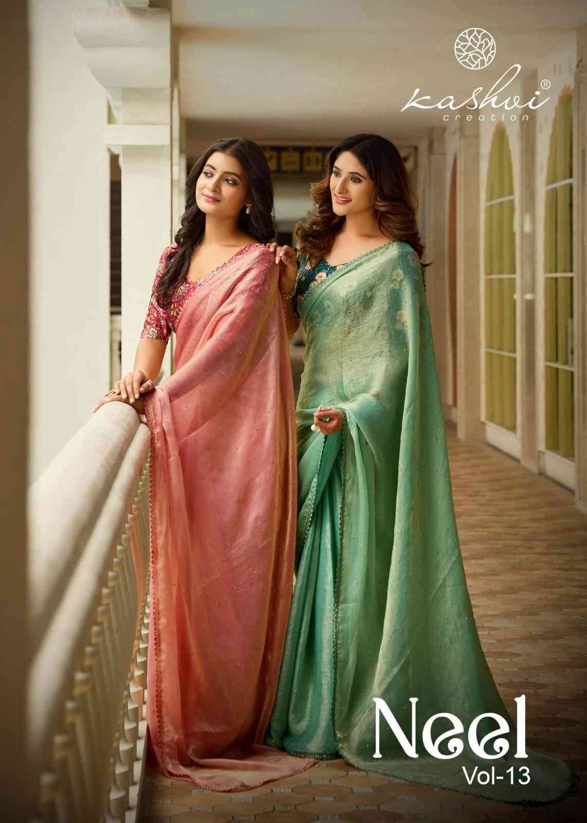 Neel Vol-13 By Kashvi Creation 1301 To 1306 Series Indian Traditional Wear Collection Beautiful Stylish Fancy Colorful Party Wear & Occasional Wear Dull Moss With Satin Zari Sarees At Wholesale Price