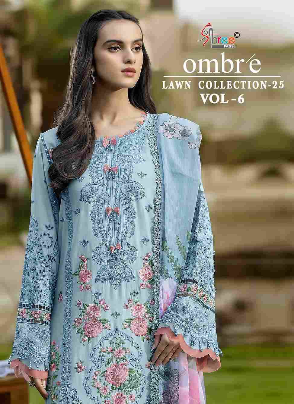 Ombre Lawn Collection-25 Vol-6 By Shree Fabs 4031 To 4036 Series Beautiful Pakistani Suits Stylish Fancy Colorful Party Wear & Occasional Wear Pure Cotton Embroidery Dresses At Wholesale Price
