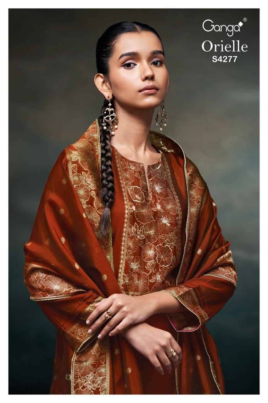 Orielle-4277 By Ganga Fashion 4277-A To 4277-D Series Beautiful Festive Suits Stylish Colorful Fancy Casual Wear & Ethnic Wear Premium Viscose Jacquard Silk Print Dresses At Wholesale Price