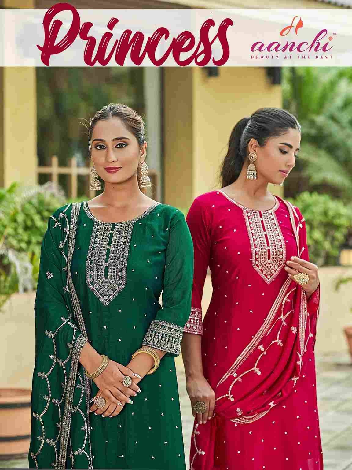 Princess By Aanchi 101 To 104 Series Beautiful Suits Colorful Stylish Fancy Casual Wear & Ethnic Wear Vichitra Silk Dresses At Wholesale Price