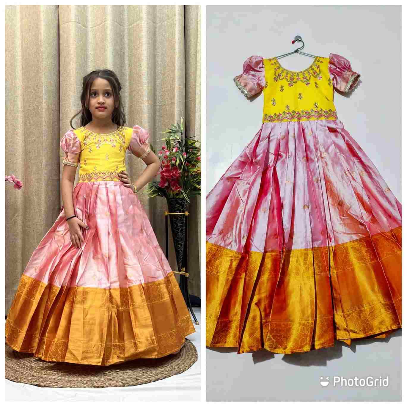 Pv-Kids-Gown Vol-21 By Fashid Wholesale 01 To 02 Series Designer Stylish Fancy Colorful Beautiful Party Wear & Ethnic Wear Collection Pure Kanjivaram Silk Gowns At Wholesale Price