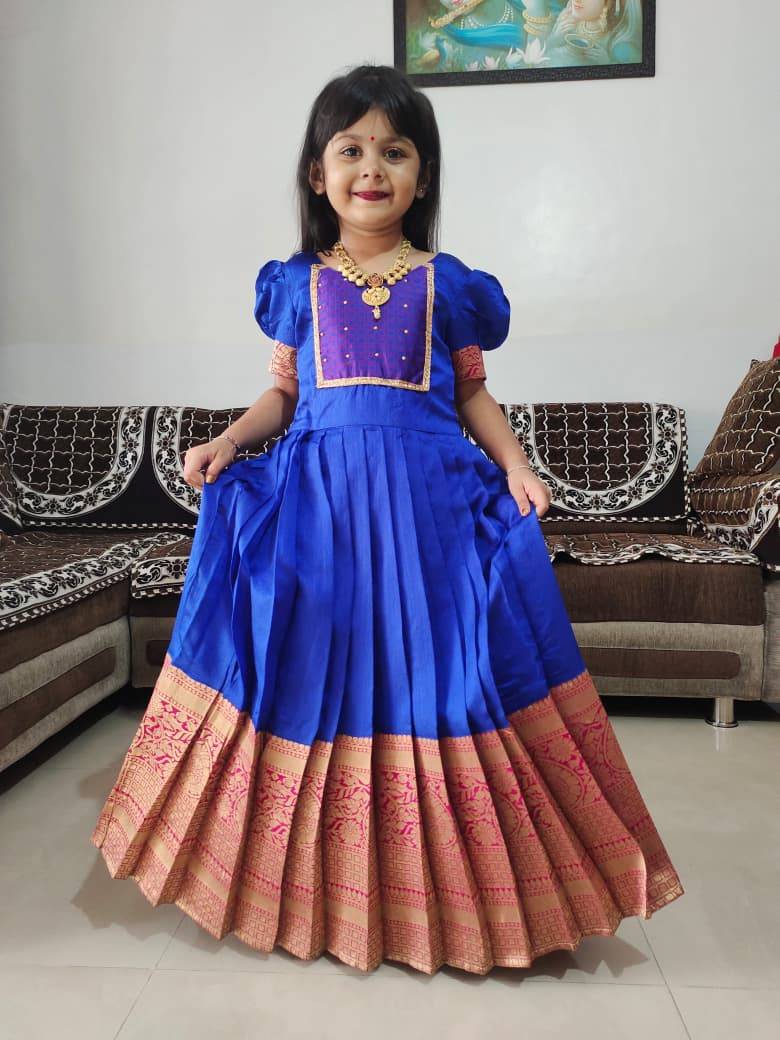Pv-Kids-Gown Vol-23 By Fashid Wholesale Designer Beautiful Collection Occasional Wear & Party Wear Pure Kanjivaram Silk Gowns At Wholesale Price