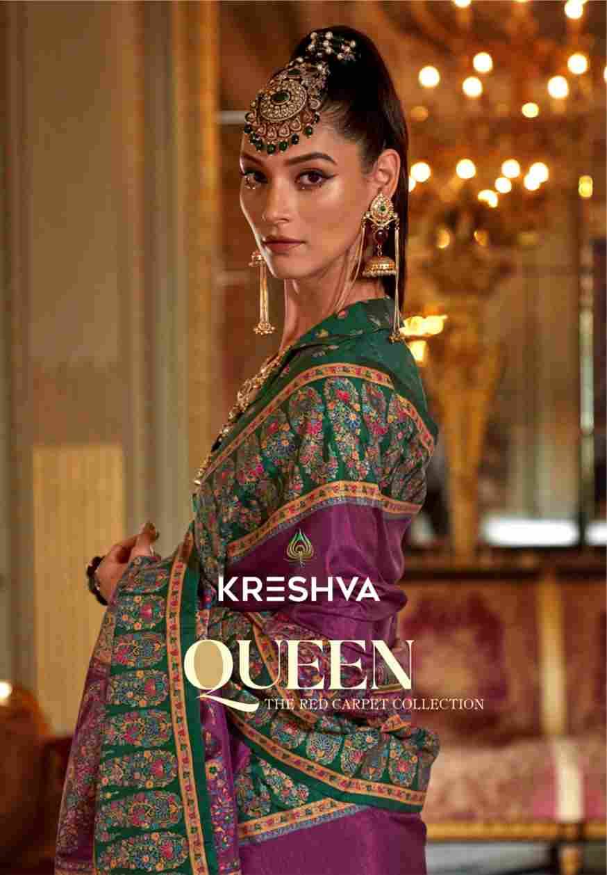 Queen By Kreshva K-4327 To K-4335 Series Indian Traditional Wear Collection Beautiful Stylish Fancy Colorful Party Wear & Occasional Wear Silk Sarees At Wholesale Price