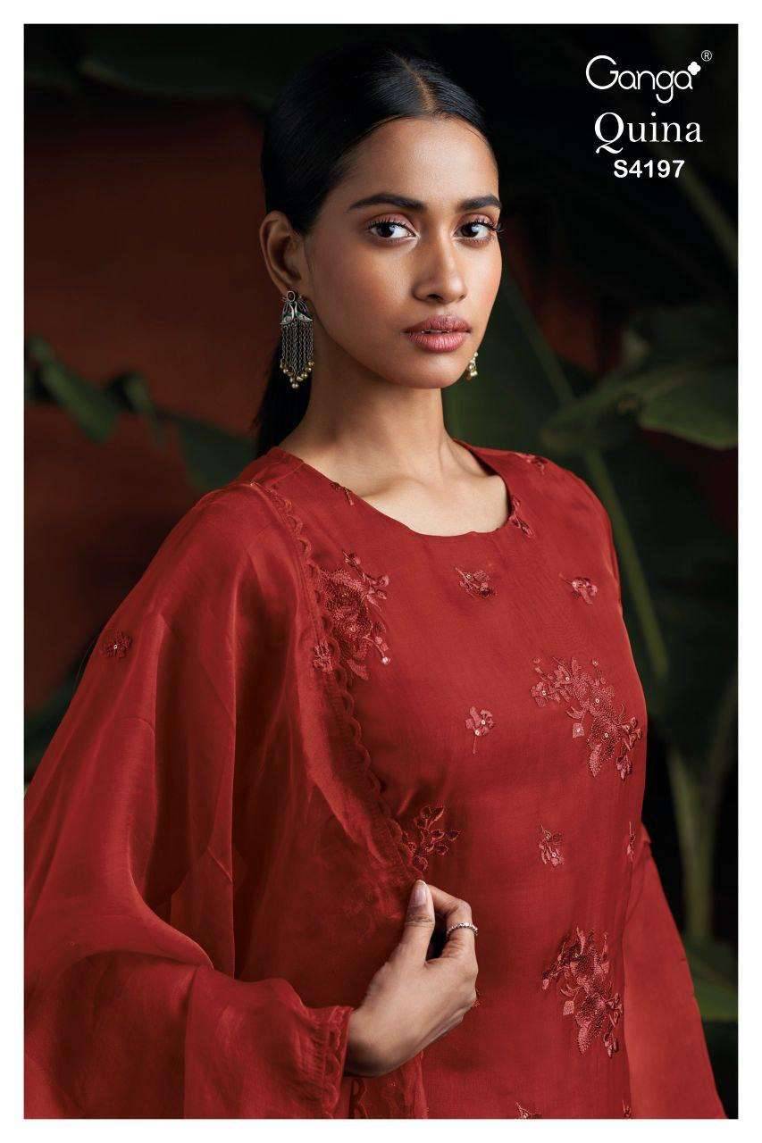 Quina-4197 By Ganga Fashion 4197-A To 4197-B Series Beautiful Festive Suits Stylish Colorful Fancy Casual Wear & Ethnic Wear Premium Bemberg Silk Print Dresses At Wholesale Price