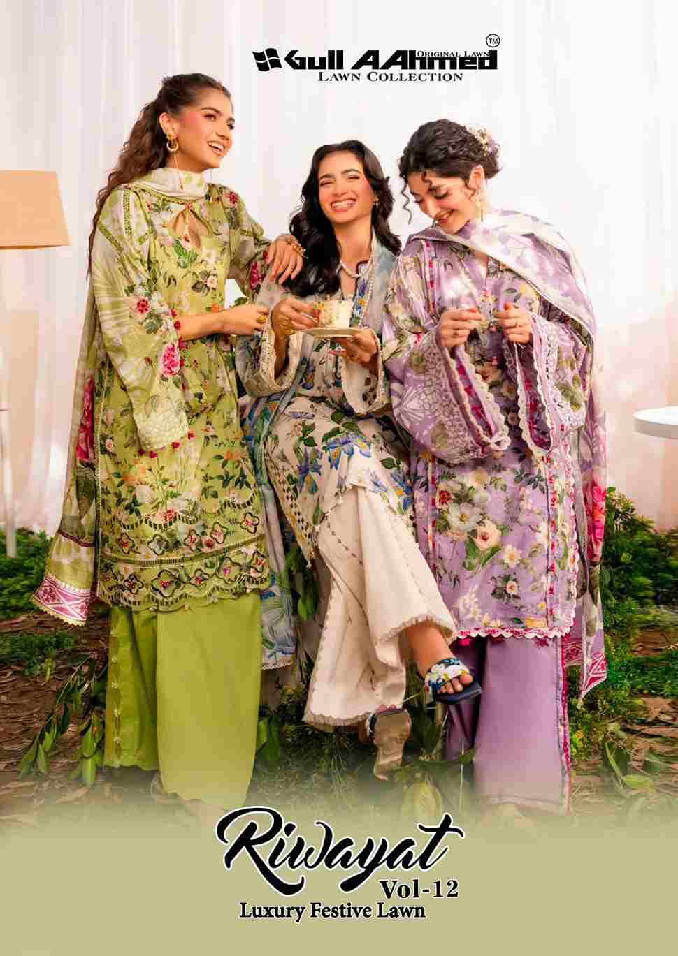 Riwayat Vol-12 By Gull Aahmed 12001 To 12006 Series Beautiful Festive Suits Stylish Fancy Colorful Casual Wear & Ethnic Wear Pure Lawn Embroidered Dresses At Wholesale Price