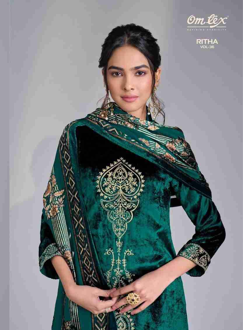 Ritha Vol-36 By Om Tex 9011-A To 9011-D Series Beautiful Festive Suits Colorful Stylish Fancy Casual Wear & Ethnic Wear Viscose Velvet Dresses At Wholesale Price