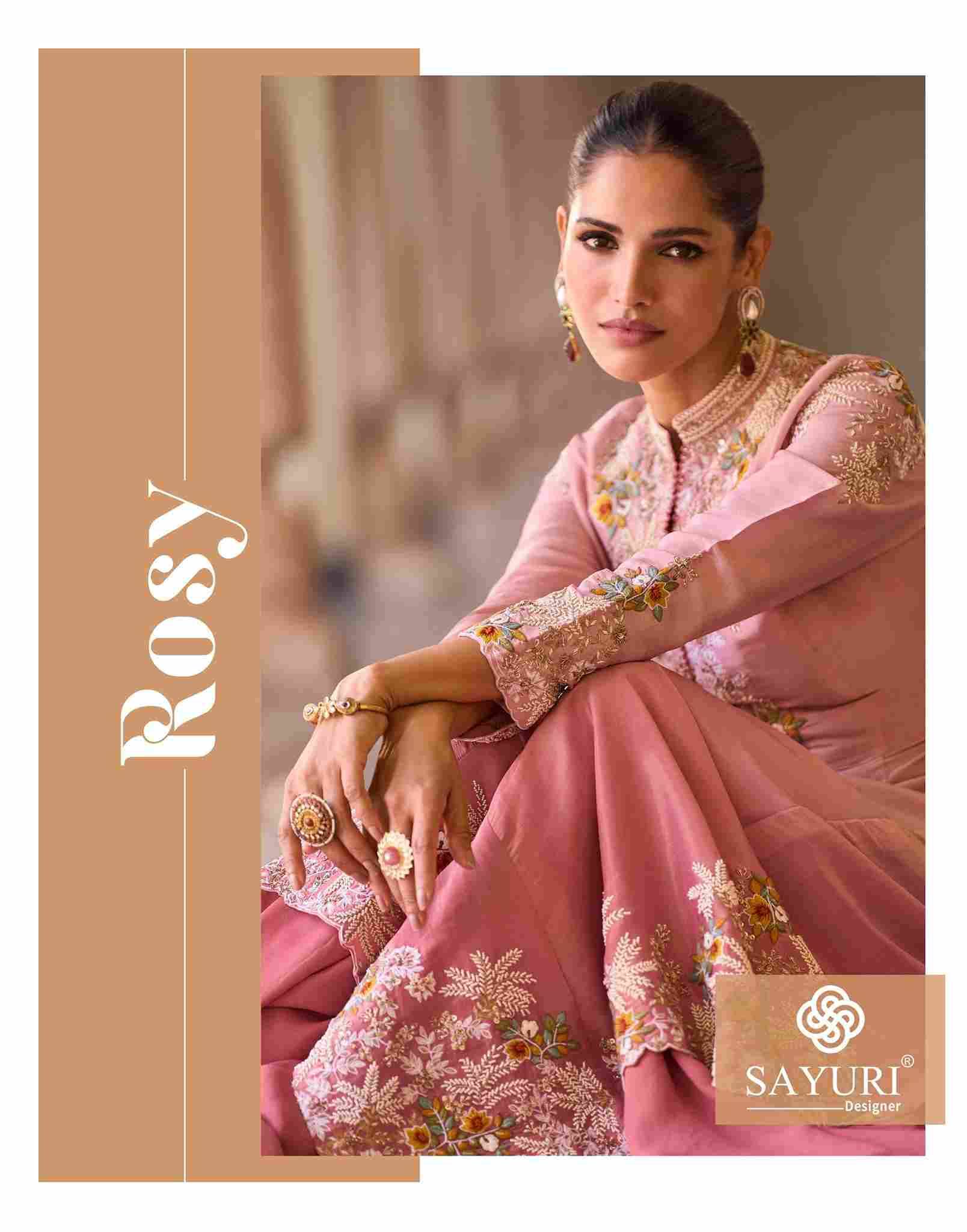 Rosy By Sayuri 5864 To 5867 Series Designer Stylish Fancy Colorful Beautiful Party Wear & Ethnic Wear Collection Chinnon Tops With Bottom And Jacket At Wholesale Price