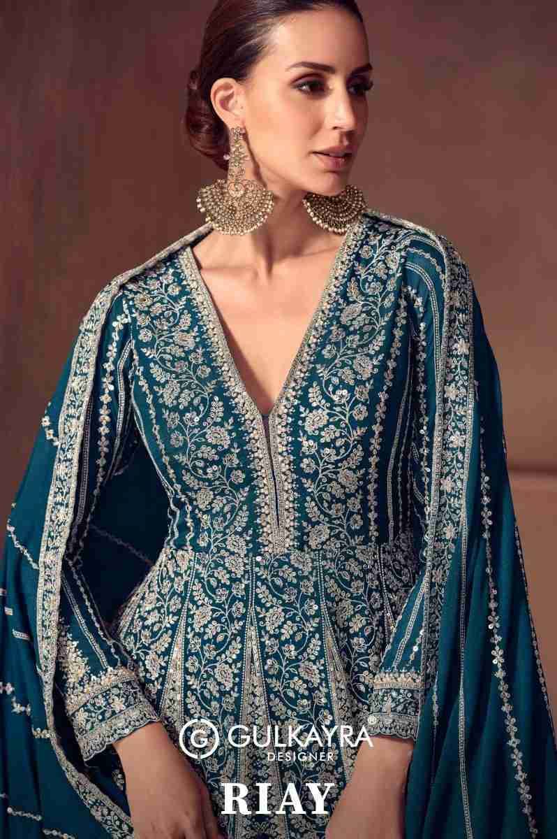 Riay By Gulkayra Designer 7644-A To 7644-C Series Designer Stylish Fancy Colorful Beautiful Party Wear & Ethnic Wear Collection Premium Chinnon Gowns With Dupatta At Wholesale Price