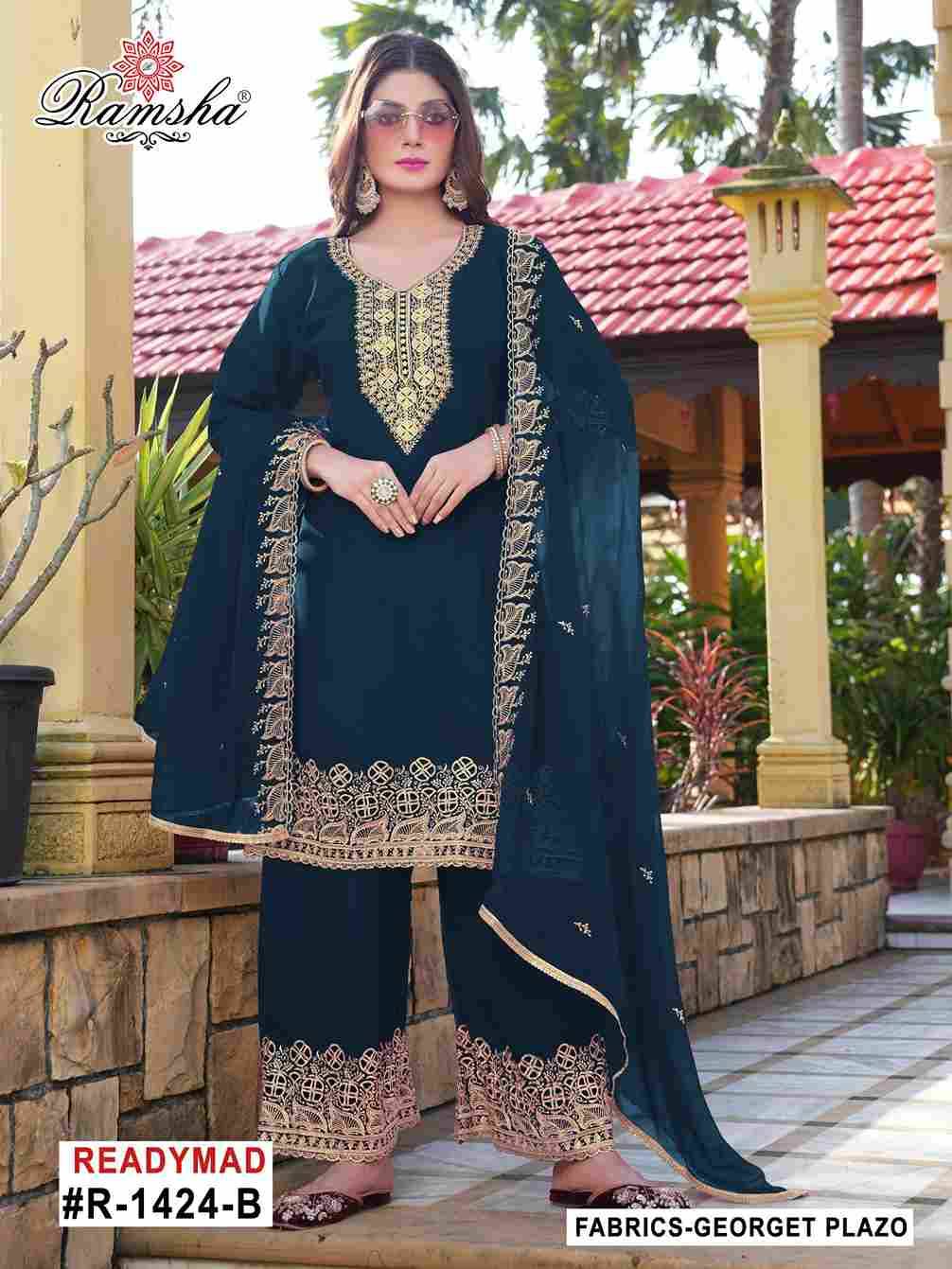 Ramsha 1424 Colours By Ramsha 1424-A To 1424-D Series Designer Pakistani Suits Beautiful Fancy Colorful Stylish Party Wear & Occasional Wear Georgette Embroidered Dresses At Wholesale Price