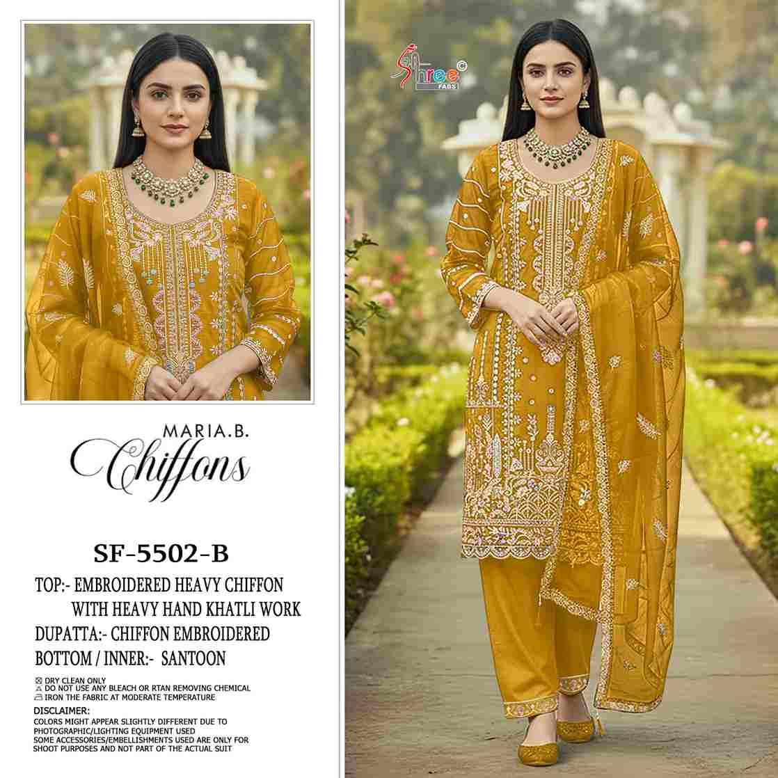 Shree Fabs Hit Design SF-5502 Colours By Shree Fabs SF-5502-A To SF-5502-D Series Beautiful Stylish Pakistani Suits Fancy Colorful Casual Wear & Ethnic Wear & Ready To Wear Chiffon Embroidery Dresses At Wholesale Price