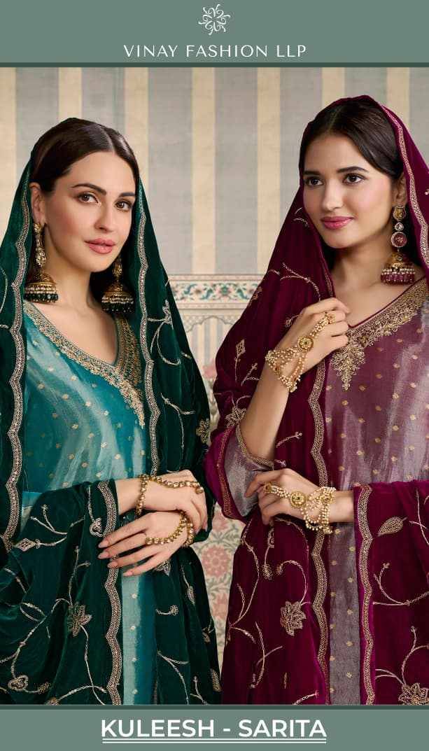 Sarita By Kuleesh 76921 To 76924 Series Designer Festive Suits Collection Beautiful Stylish Fancy Colorful Party Wear & Occasional Wear Silk Jacquard Dresses At Wholesale Price