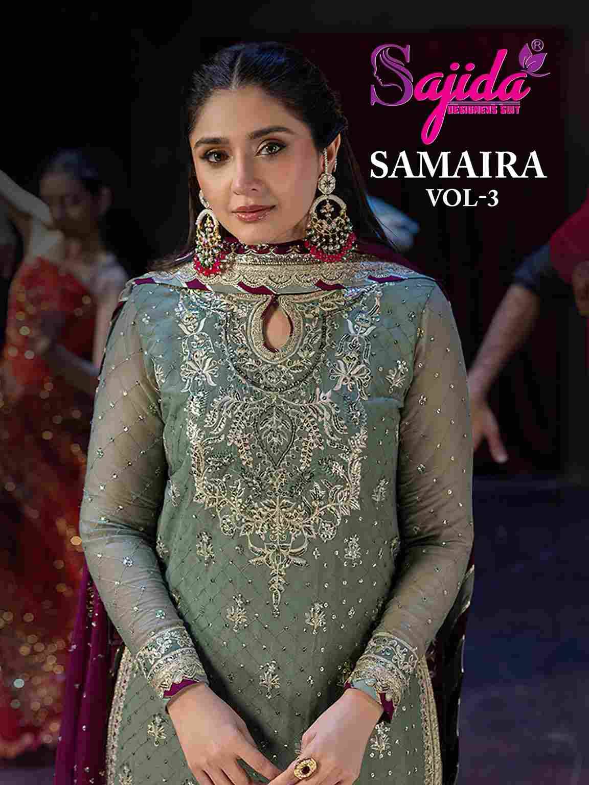 Samaira Vol-3 By Sajida Designer Suits 1094 To 1096 Series Beautiful Pakistani Suits Colorful Stylish Fancy Casual Wear & Ethnic Wear Faux Georgette Embroidered Dresses At Wholesale Price