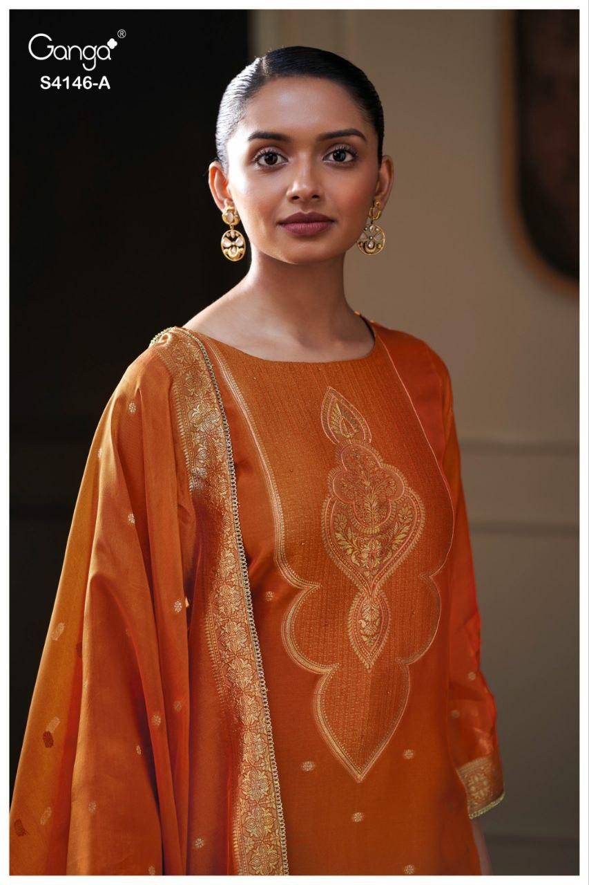 Tiyah-4146 By Ganga Fashion 4146-A To 4146-B Series Beautiful Festive Suits Stylish Colorful Fancy Casual Wear & Ethnic Wear Premium Pure Viscose Dresses At Wholesale Price