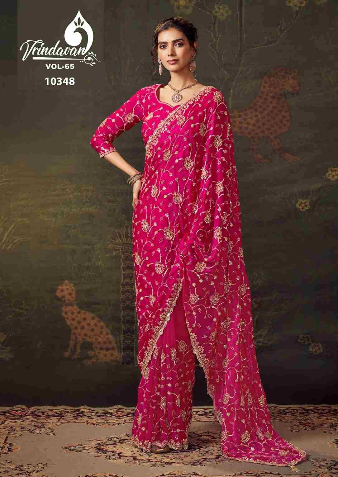 Vrindavan Vol-65 By Vrindavan 10347 To 10355 Series Indian Traditional Wear Collection Beautiful Stylish Fancy Colorful Party Wear & Occasional Wear Tissue Sarees At Wholesale Price