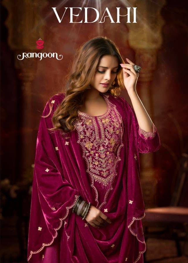 Vedahi By Rangoon 10301 To 10304 Series Beautiful Suits Colorful Stylish Fancy Casual Wear & Ethnic Wear Viscose Velvet Dresses At Wholesale Price