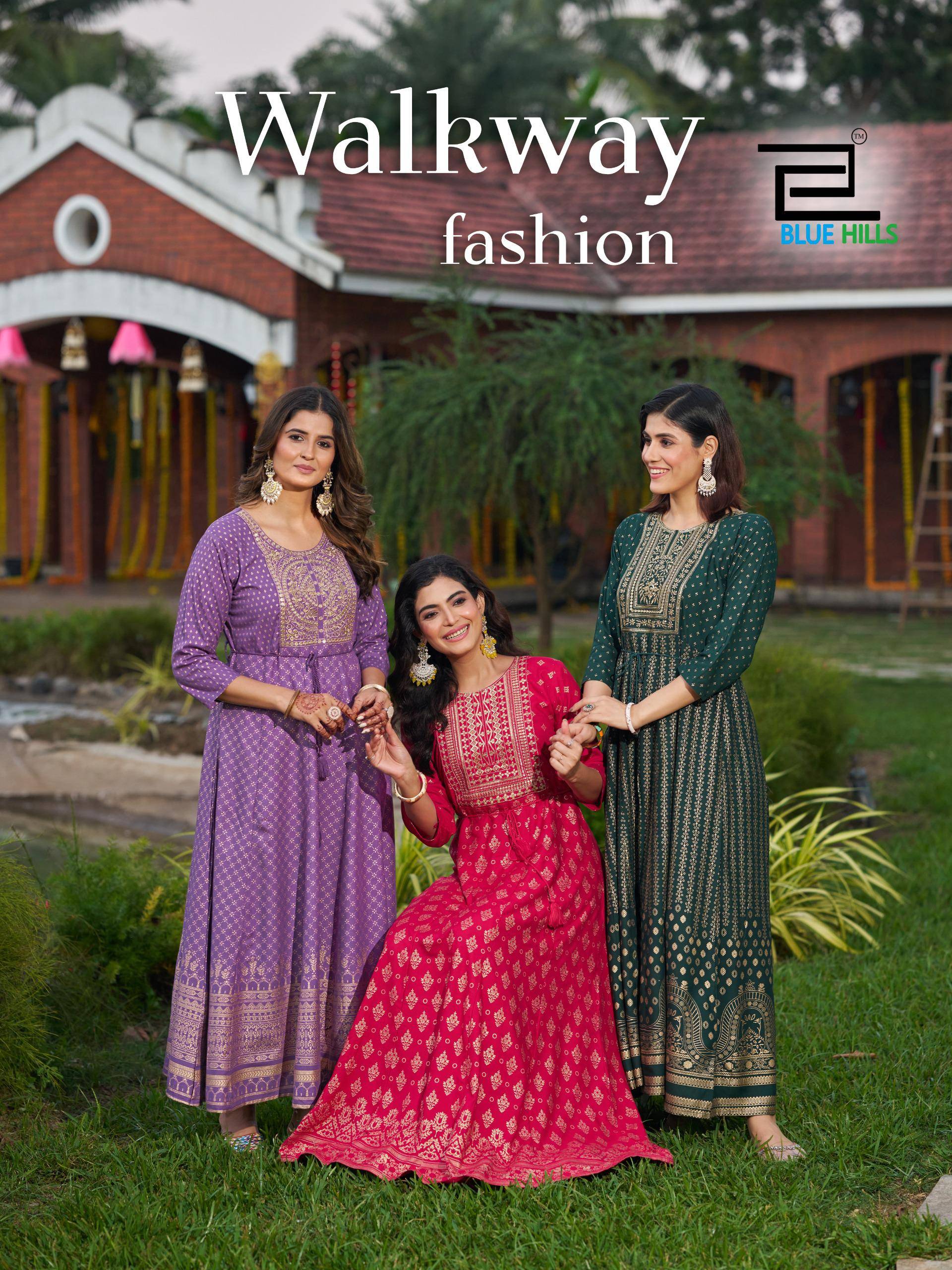 Walkway Fashion By Blue Hills 5001 To 5006 Series Beautiful Stylish Fancy Colorful Casual Wear & Ethnic Wear Rayon Gowns At Wholesale Price