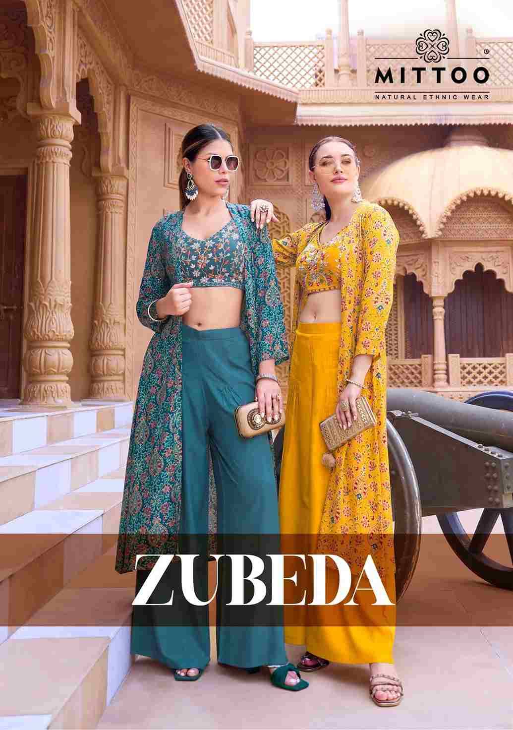 Zubeda By Mittoo 8001 To 8004 Series Designer Stylish Fancy Colorful Beautiful Party Wear & Ethnic Wear Collection Roman Silk Tops With Bottom And Jacket At Wholesale Price
