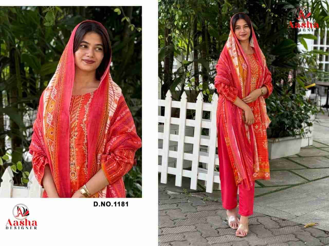 Aasha Hit Design 1181 By Aasha Designer Wholesale Designer Pakistani Suits Collection Beautiful Stylish Fancy Colorful Party Wear & Occasional Wear Pure Lawn Dresses At Wholesale Price