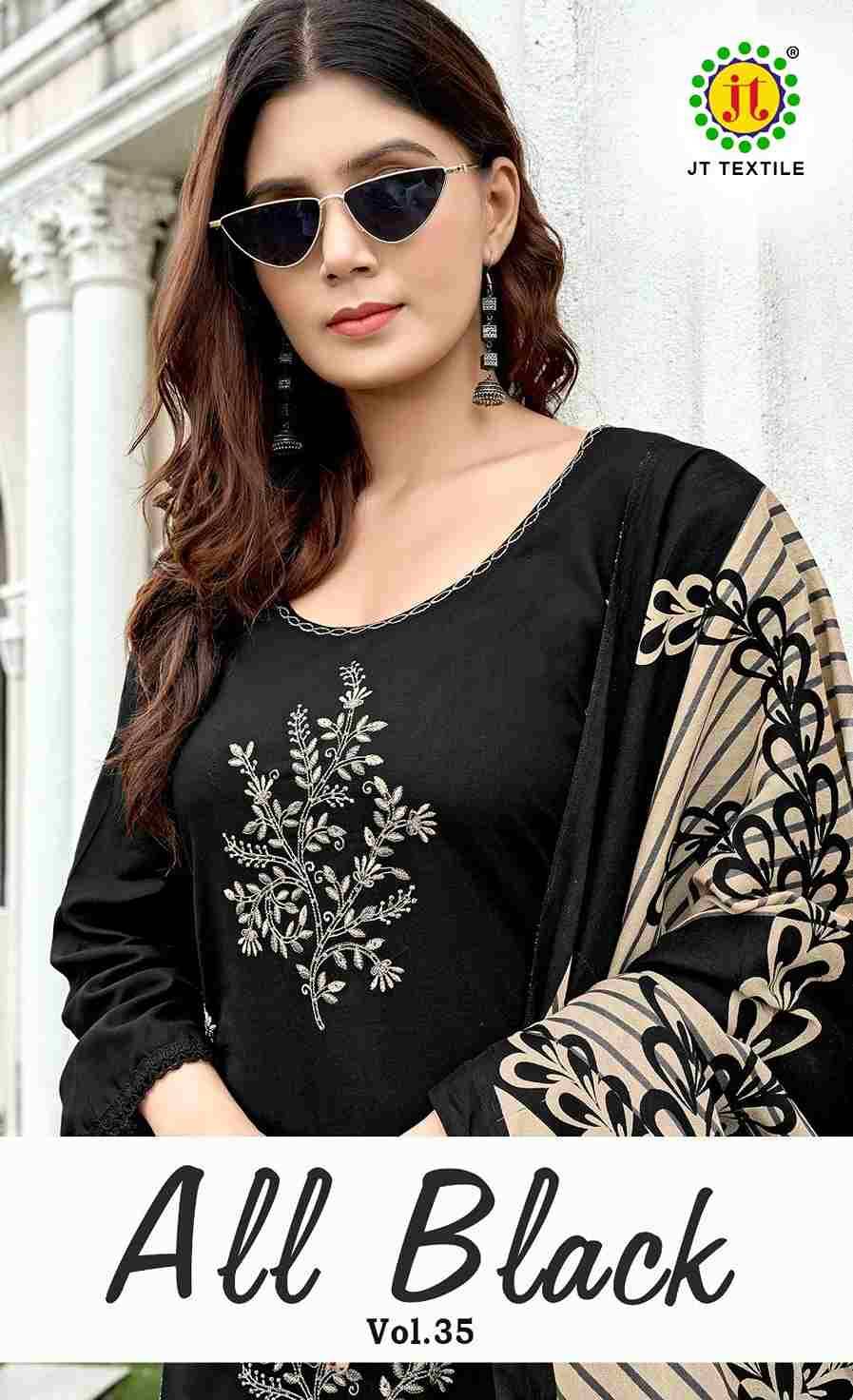 All Black Vol-35 By JT 35001 To 35005 Series Beautiful Festive Suits Colorful Stylish Fancy Casual Wear & Ethnic Wear Rayon Dresses At Wholesale Price