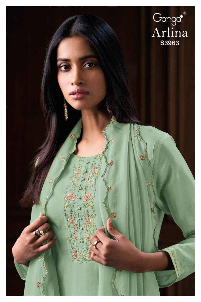 Arlina-3963 By Ganga Fashion 3963-A To 3963-B Series Beautiful Festive Suits Stylish Colorful Fancy Casual Wear & Ethnic Wear Premium Bemberg Print Dresses At Wholesale Price