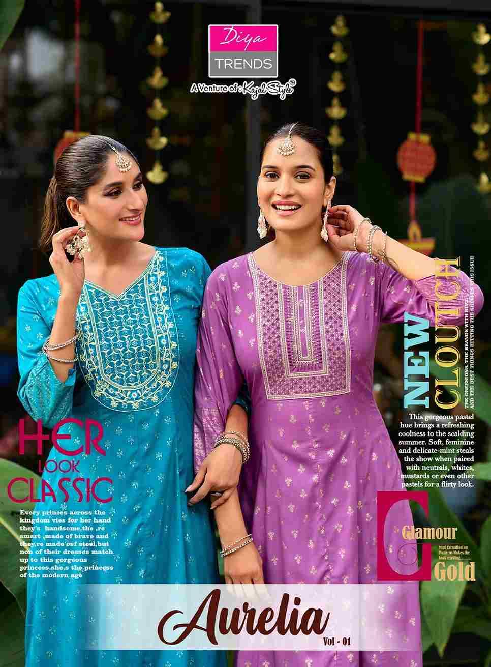 Aurelia Vol-1 By Diya Trends 1001 To 1010 Series Designer Stylish Fancy Colorful Beautiful Party Wear & Ethnic Wear Collection Rayon Gown At Wholesale Price